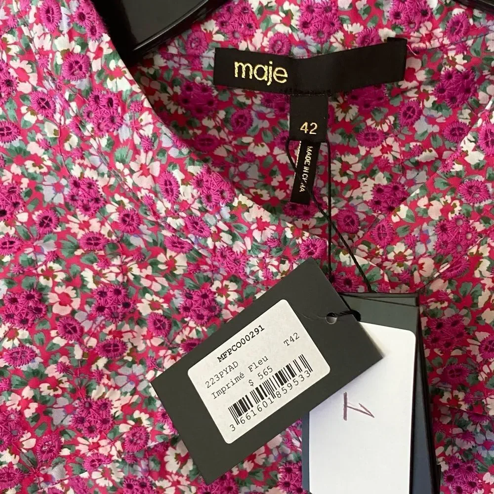 Maje Pink Floral Jumpsuit eyelet cotton one piece $565 NWT 42 XL - Picture 13 of 13